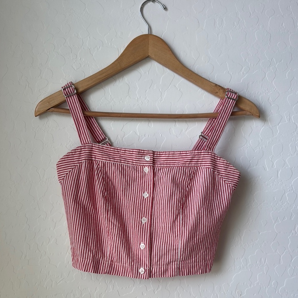 Brandy Melville red and white Sleeveless Crop Tank Top
